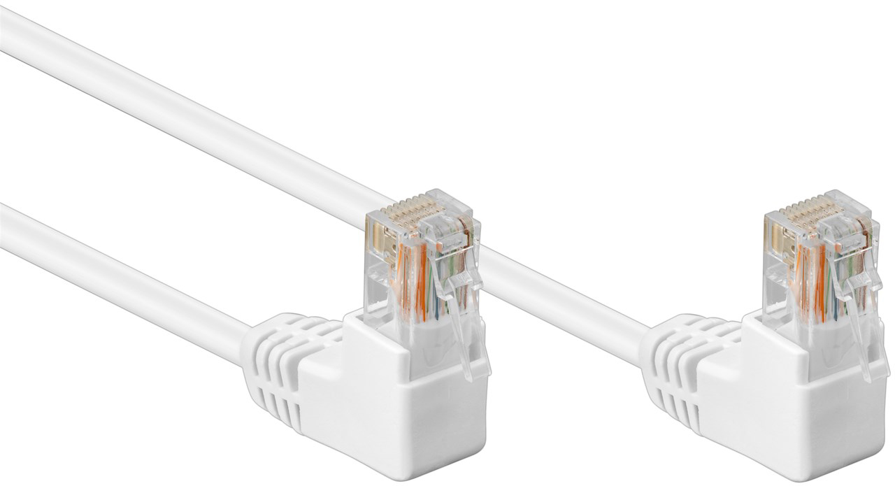 Cavo di rete Patch Angolato 90&deg; CCA Cat. 5e Bianco UTP 3 m INTELLINET - immagine 2