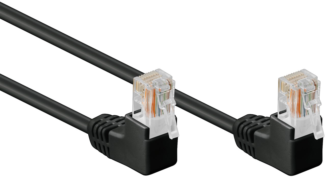 Cavo di rete Patch Angolato 90&deg; CCA Cat. 5e Nero UTP 15 m INTELLINET - immagine 2