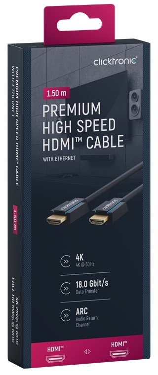 Cavo HDMI High Speed Ethernet A/A M/M 1,5 m Alta Qualit&agrave; CLICKTRONIC - immagine 2