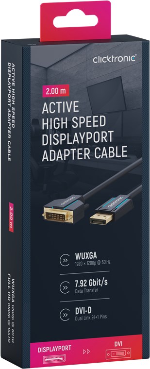 Cavo Monitor DisplayPort Maschio a DVI-D Maschio 2 m Blu CLICKTRONIC - immagine 2