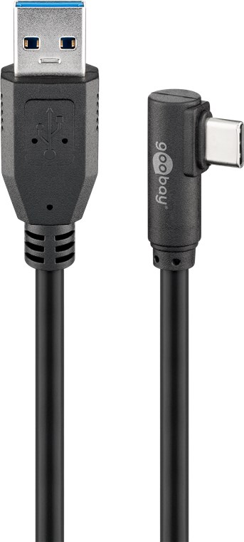 Cavo USB3.0 USB-C&trade; M 90&deg; a USB tipo A M 1m Nero GOOBAY - immagine 2