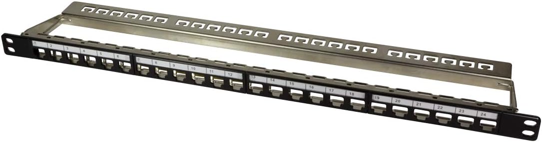 Pannello Patch Modulare 24 RJ45 Keystone Schermato 0.5U STP Nero LOGILINK