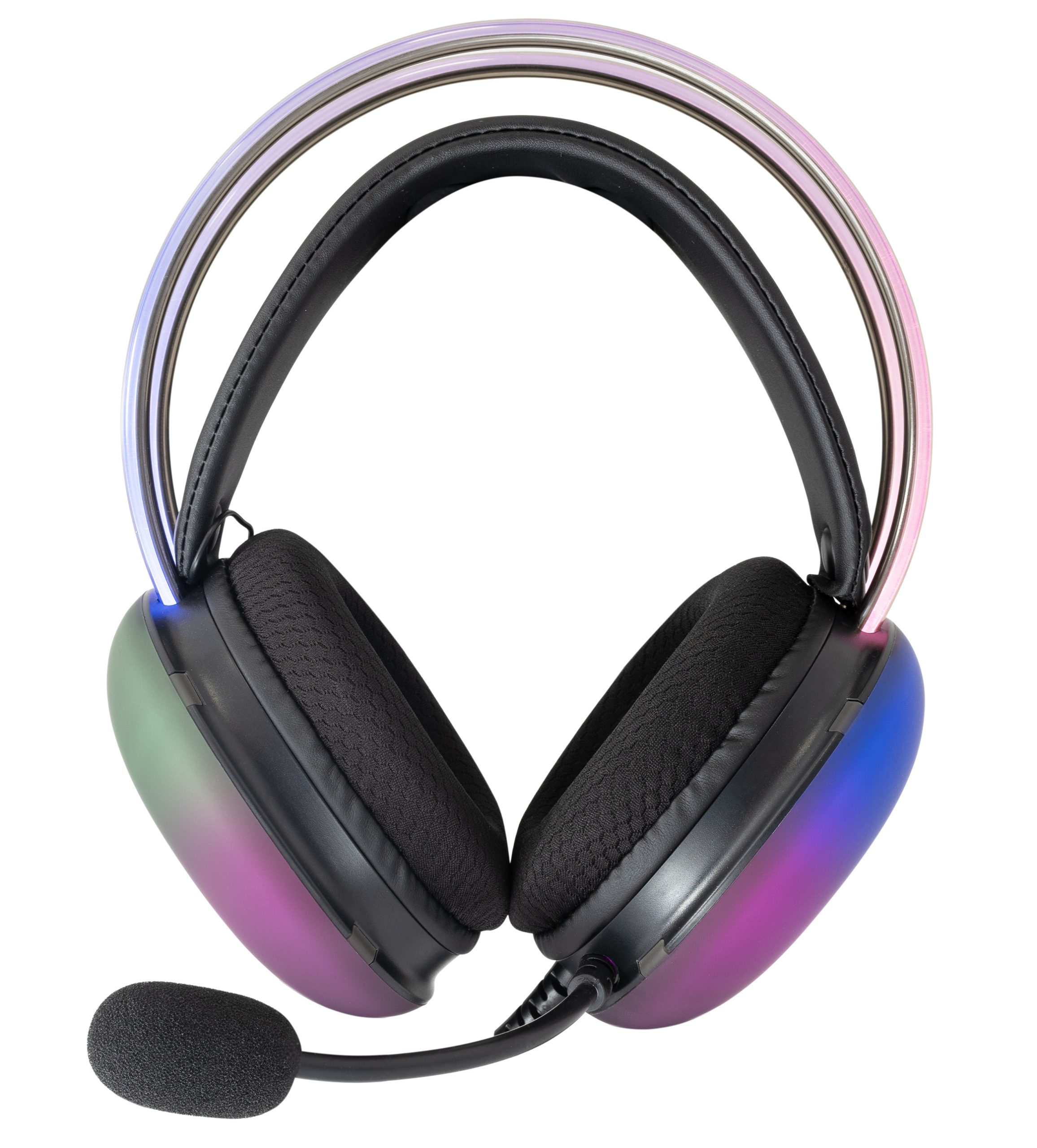 Cuffia Gaming Stereo con Microfono e Illuminazione RGB su Cuffie e Archetto Nero FIREFLY WHITE SHARK - immagine 4