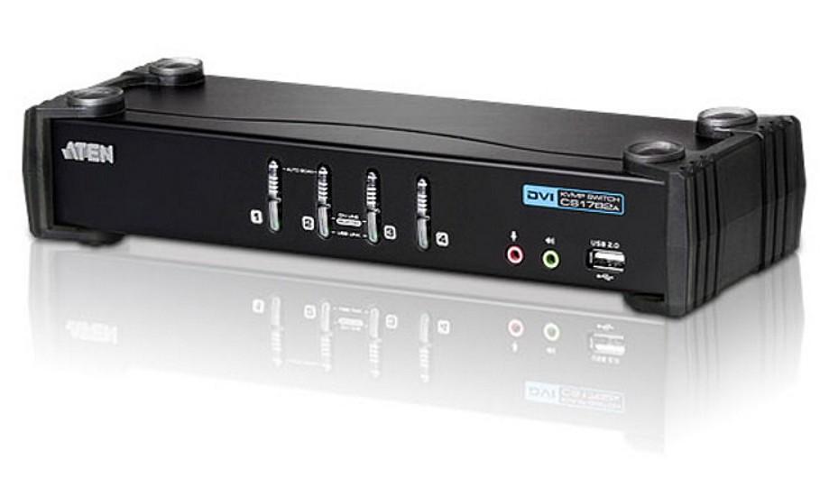 Switch KVM USB DVI a 4 Porte con Audio e Hub USB, CS1764A ATEN