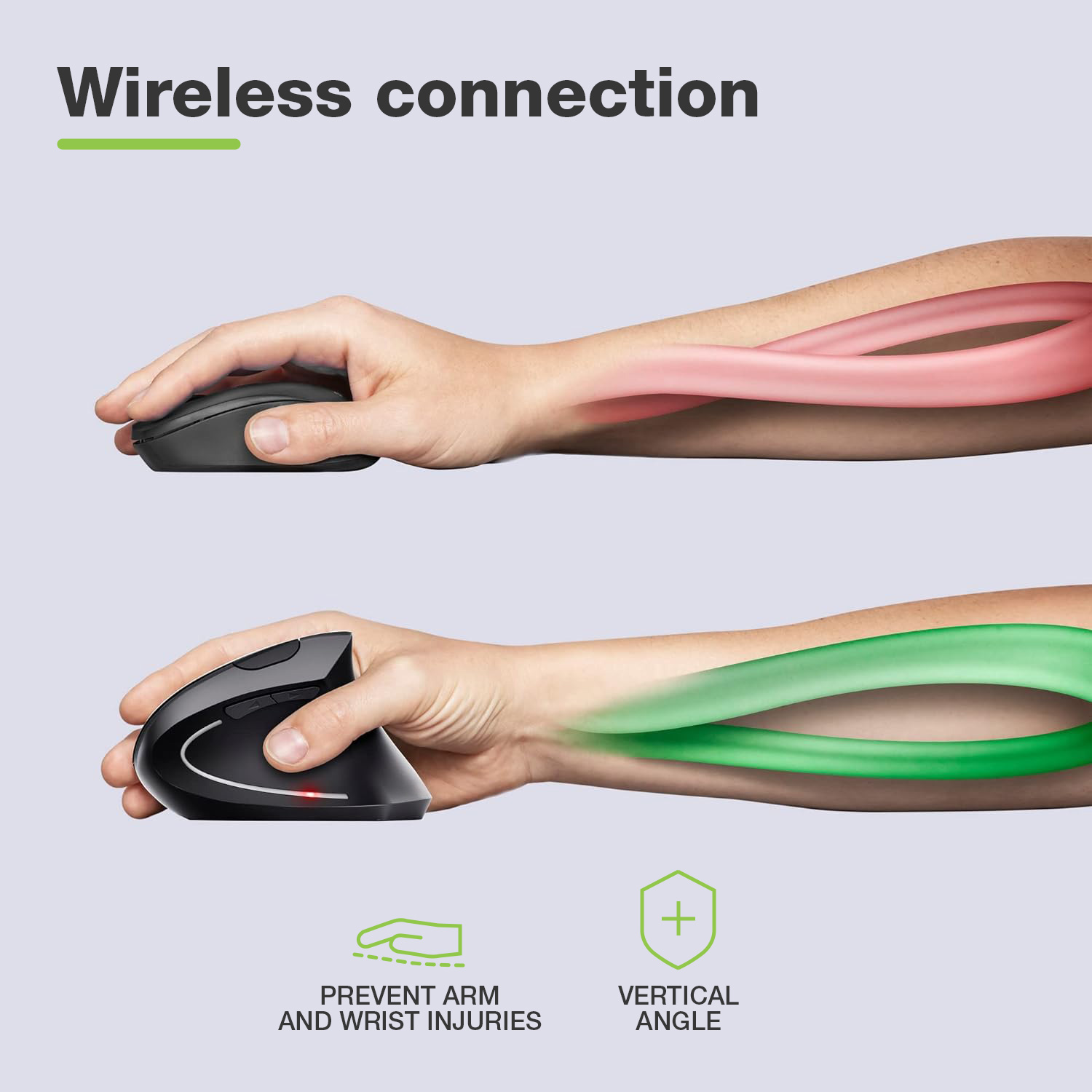 Mouse Verticale Ottico 1600dpi Ergonomico Wireless TECHLY - immagine 5