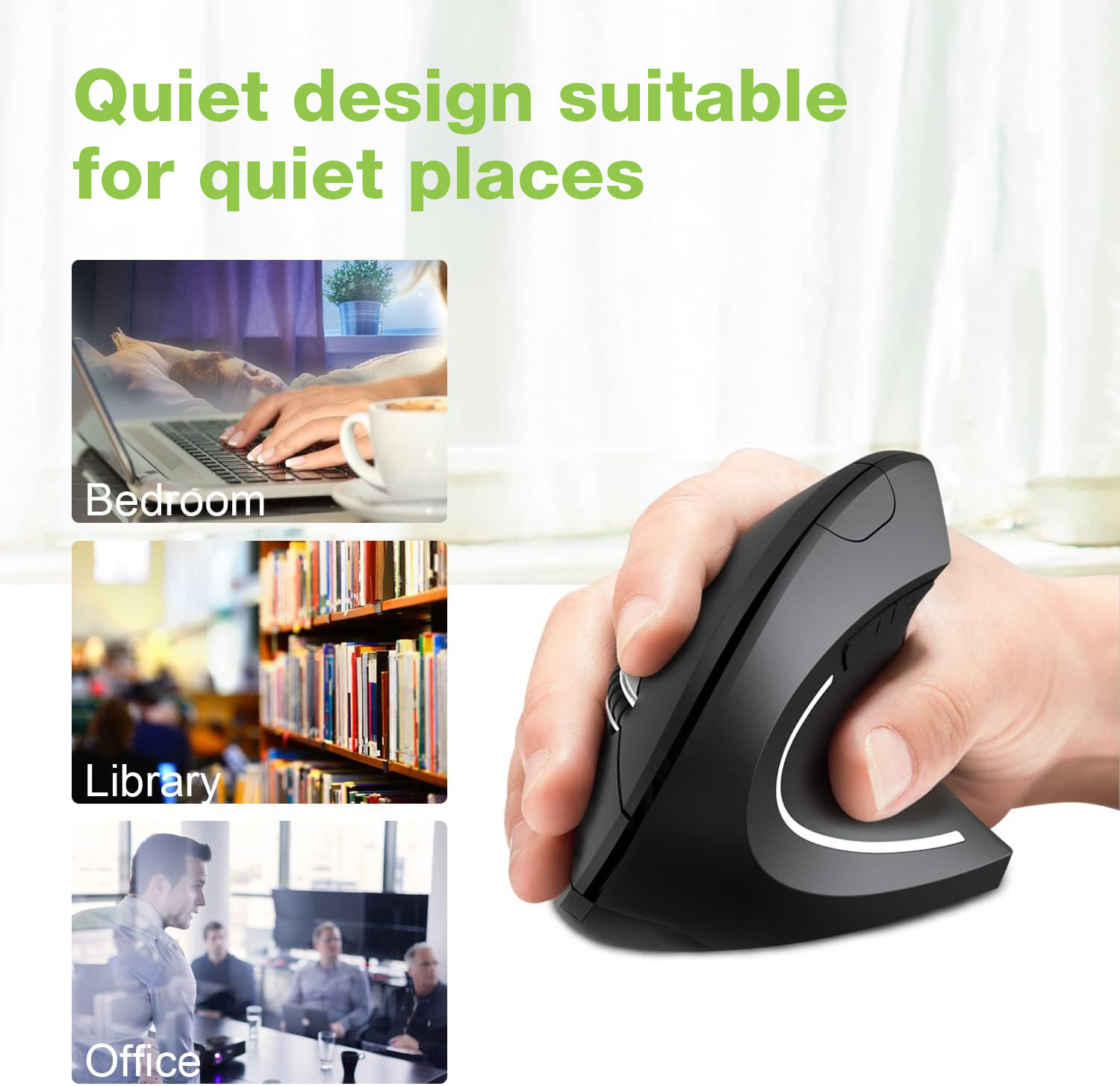 Mouse Verticale Ottico 1600dpi Ergonomico Wireless TECHLY - immagine 7