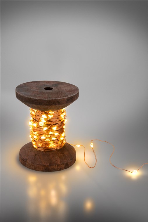 Bobina con Filo di Rame 100 Luci LED IP21 USB Interruttore On Off - immagine 7