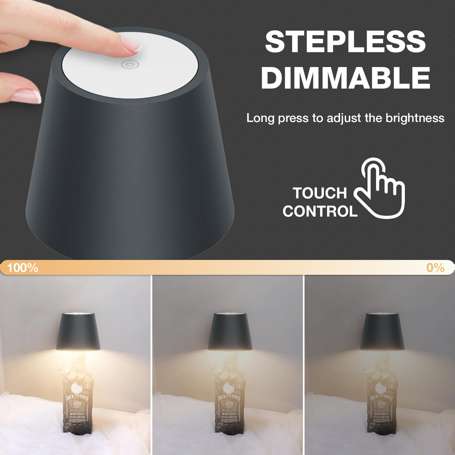 Lampada LED Paralume per Bottiglie Dimmerabile Batteria Ricaricabile Alimentazione USB-C™ TECHLY - immagine 6