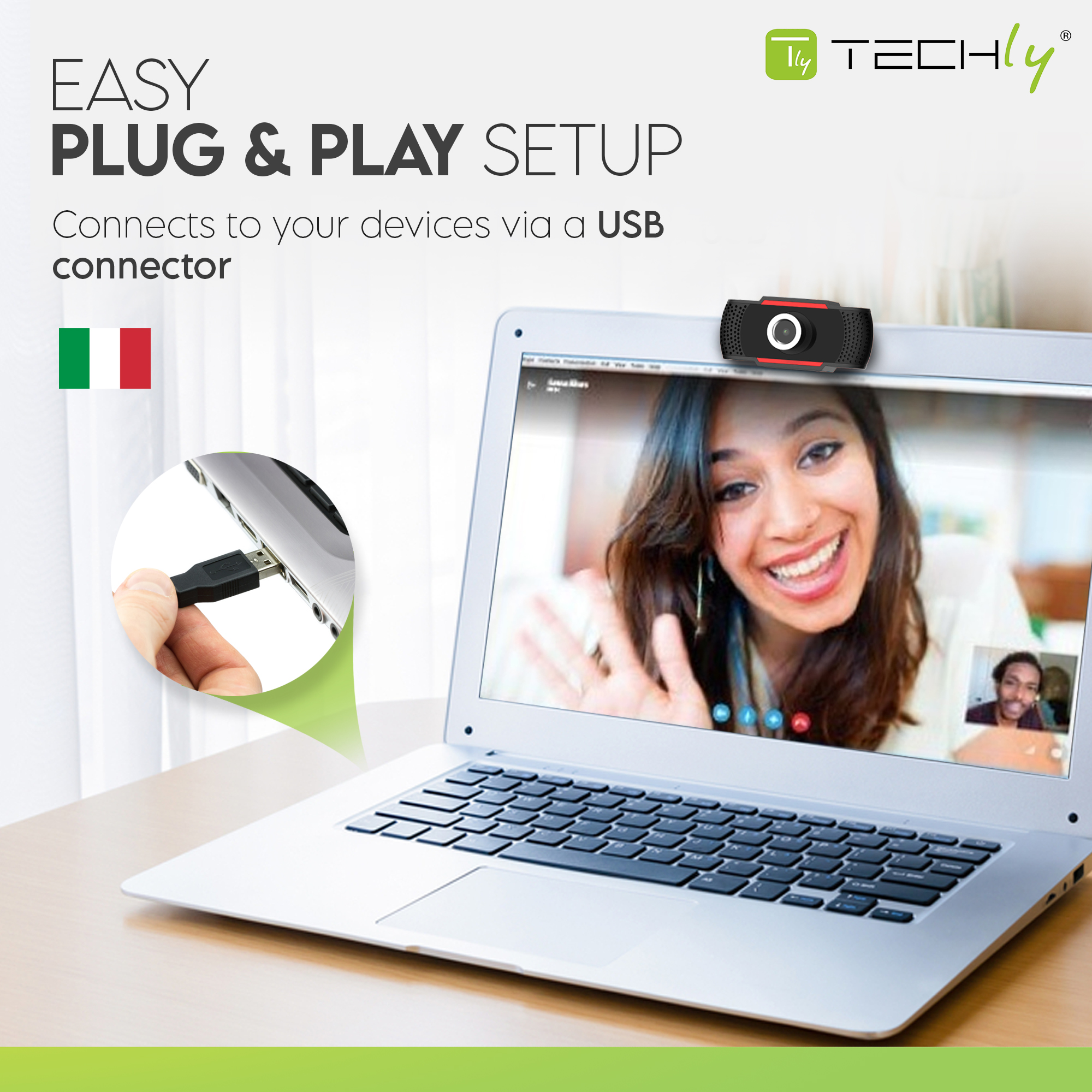 Webcam USB full HD 1080p con Riduzione del Rumore e Auto Focus TECHLY - immagine 7