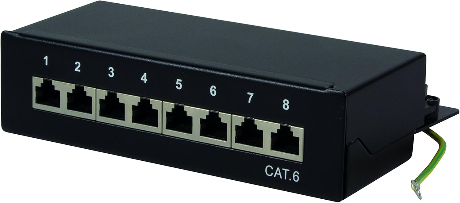 Pannello Patch 8 Porte Cat 6 STP Nero - Connessioni Veloci e Affidabili LOGILINK