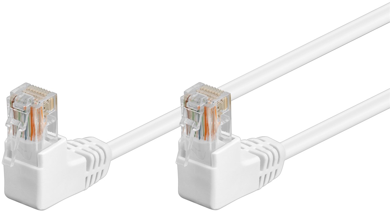 Cavo di rete Patch Angolato 90&deg; CCA Cat. 5e Bianco UTP 0,25 m INTELLINET