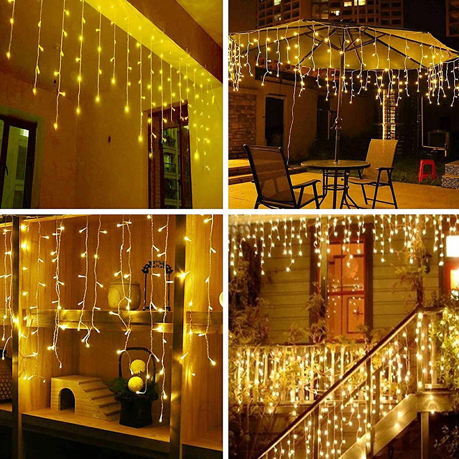 Catena Luminosa LED Cascata 400 Luci Bianco Caldo con Timer IP44 GOOBAY - immagine 5