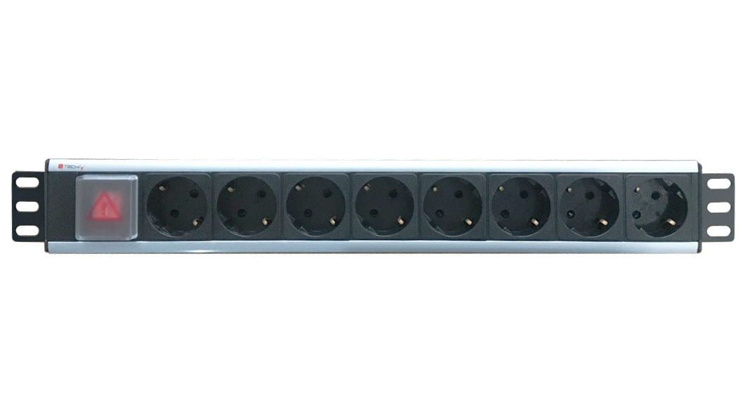 Multipresa Rack 19'' 8 Posti con Interruttore e Spina Angolata TECHLY PROFESSIONAL