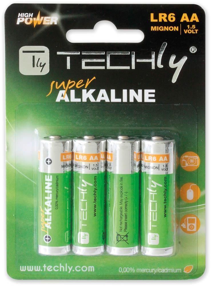 Blister 4 Batterie High Power Stilo AA Alcaline LR06 1,5V TECHLY