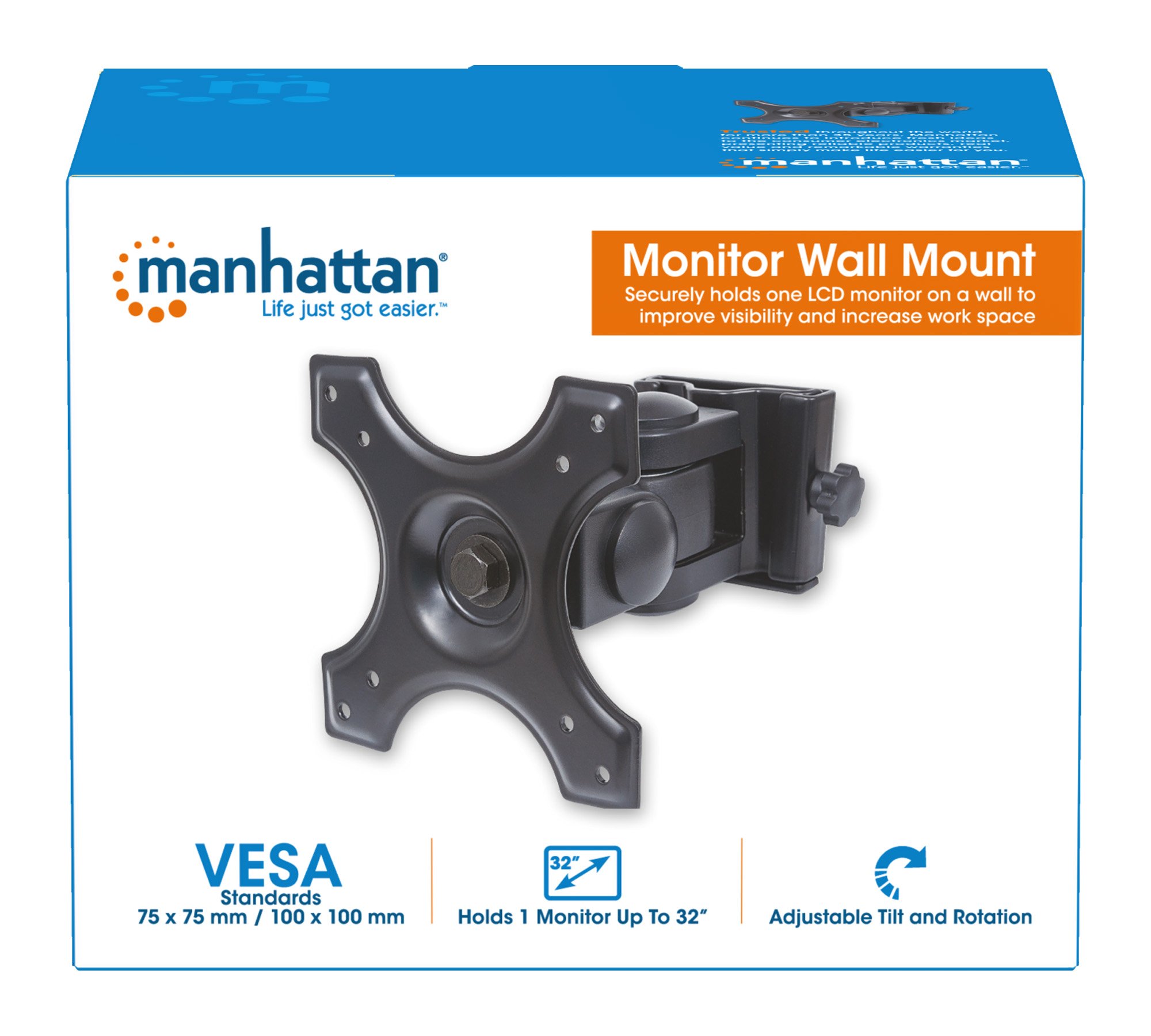 Staffa Muro Snodo LCD LED 13-27 Pollici: Inclinabile MANHATTAN - immagine 10