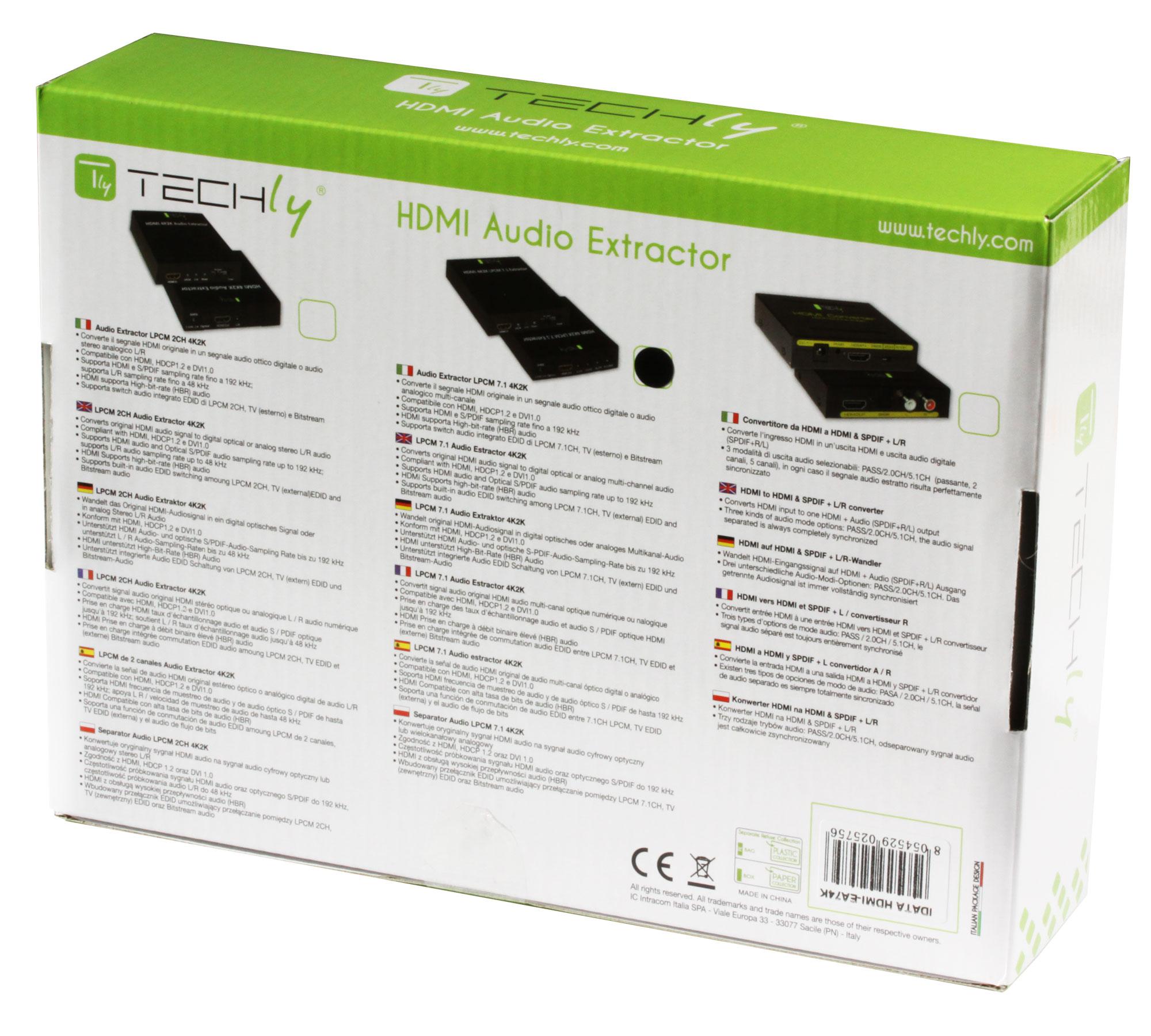 Estrattore Audio LPCM 7.1 da HDMI 4K UHD 3D TECHLY - immagine 8