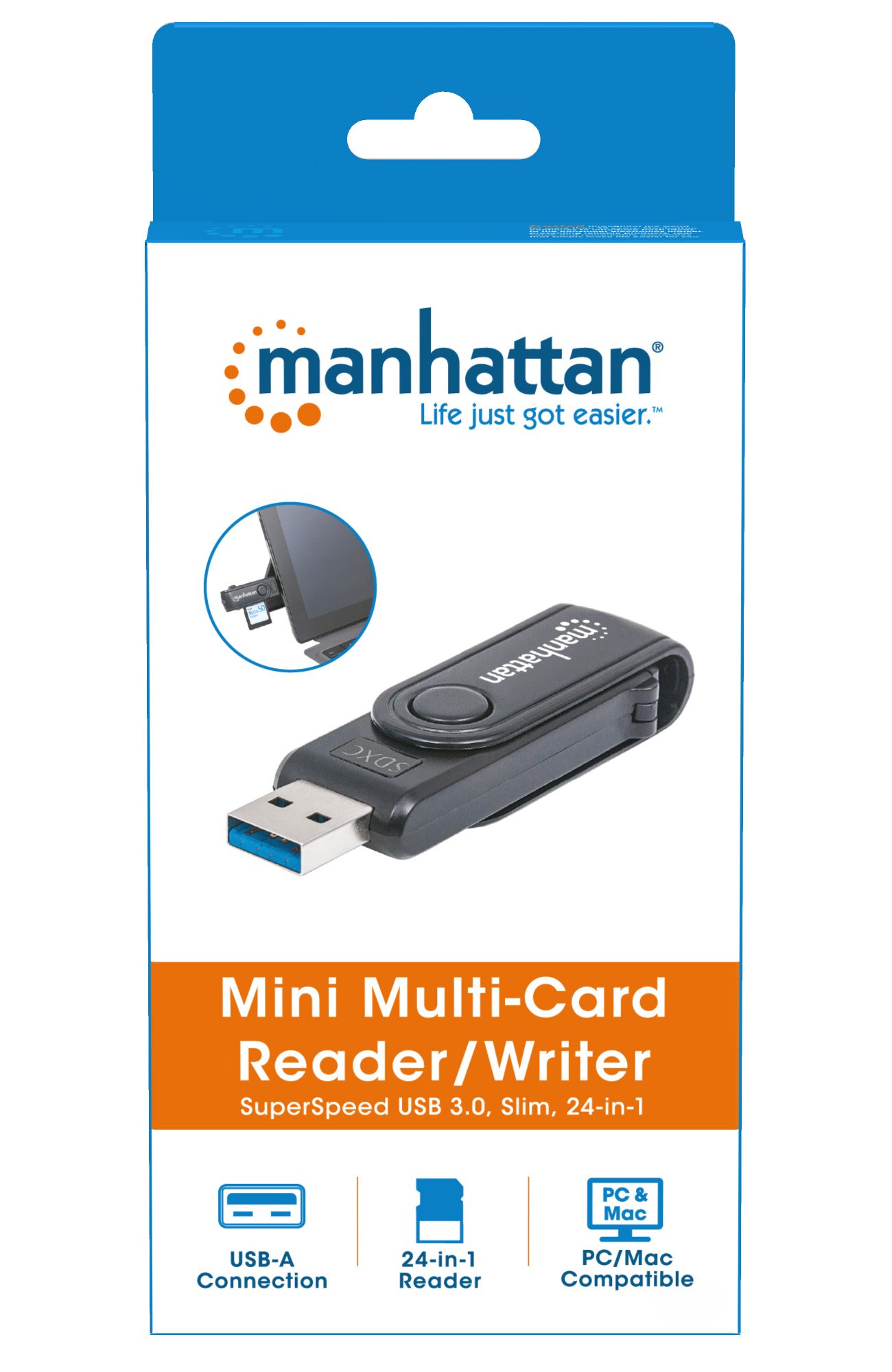 Mini Lettore/Scrittore di Card USB 3.0, 24 in 1 Nero MANHATTAN - immagine 10