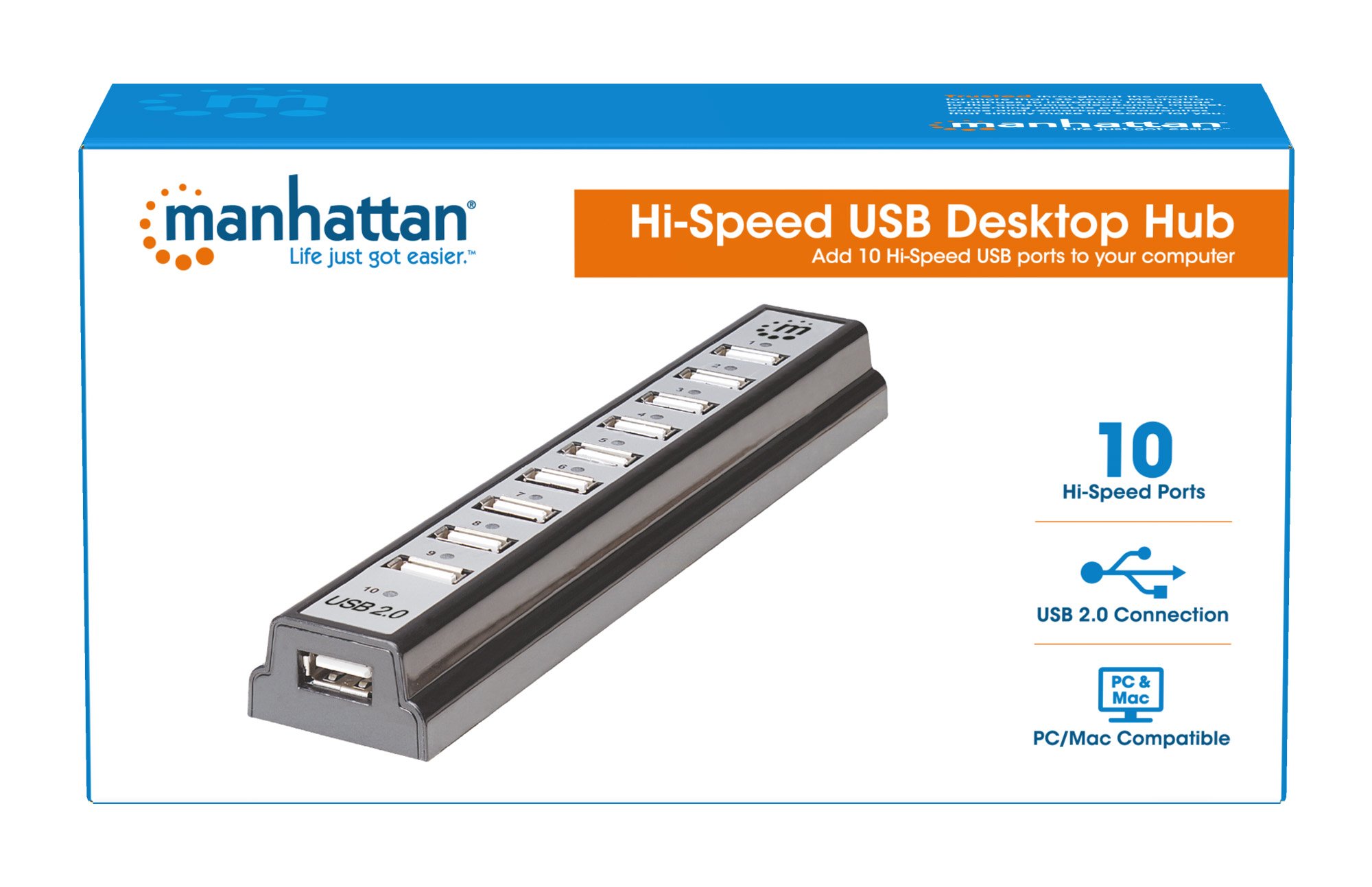 Hub USB 2.0 da Tavolo con 10 Porte: Velocità e Potenza MANHATTAN - immagine 10