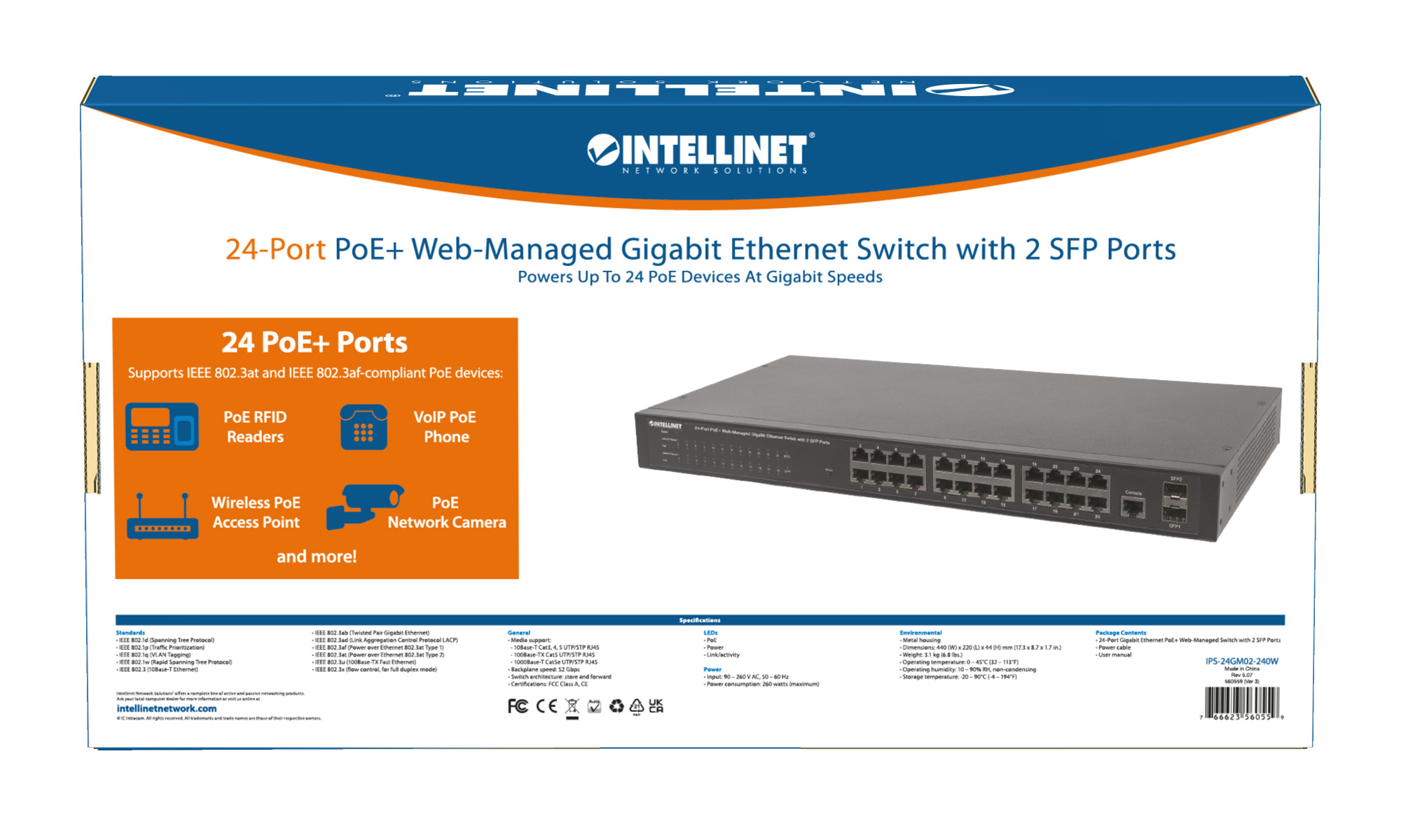 Switch PoE Gigabit Ethernet 24 Porte con 2 Porte SFP Web-Managed INTELLINET - immagine 10