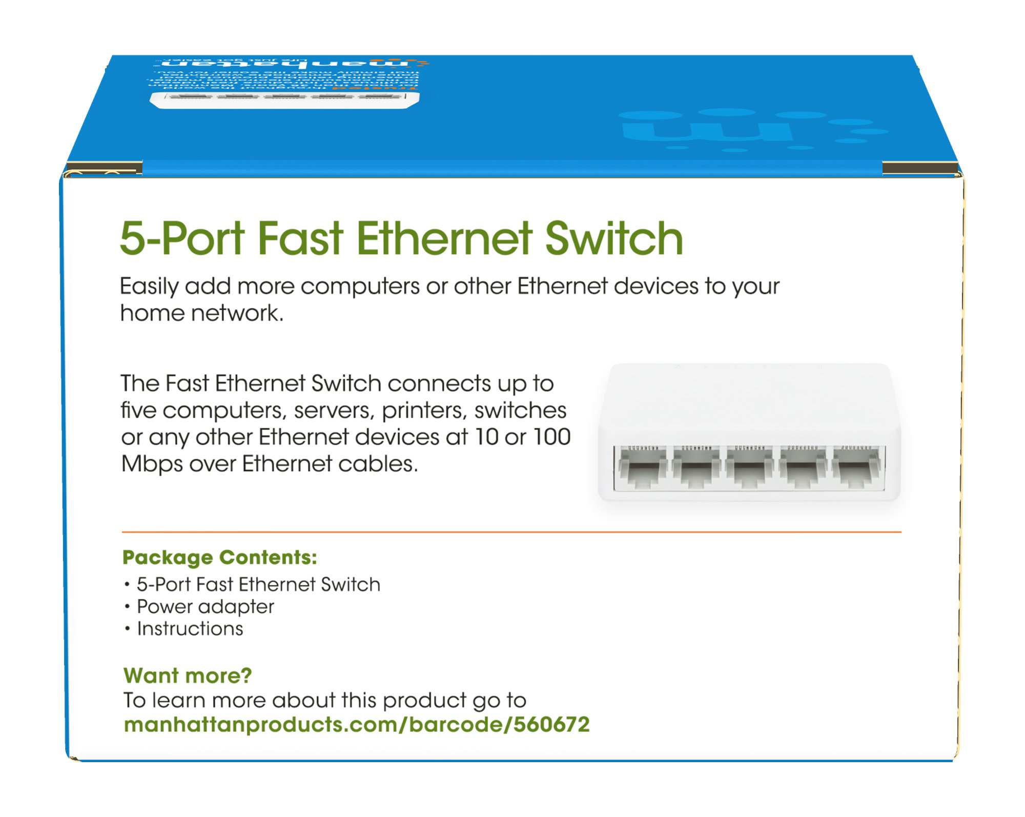 Hub Switch Office: 5 Porte Fast Ethernet 10/100 Mbps MANHATTAN - immagine 10