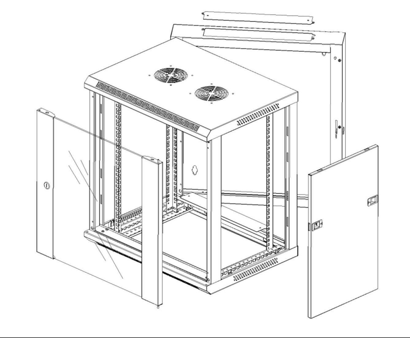 Armadio Rack 19'' a Muro Grigio: 15 Unità, Due Sezioni INTELLINET - immagine 10