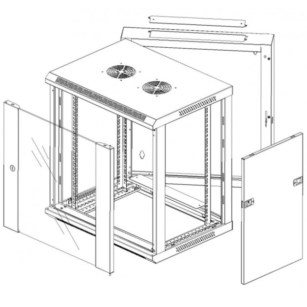 Armadio Rack 19'' a muro 9 unità due sezioni Nero INTELLINET - immagine 8