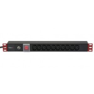 Multipresa 10 Posti VDE da Rack 19'' con Interruttore Spina C14 1U TECHLY PROFESSIONAL