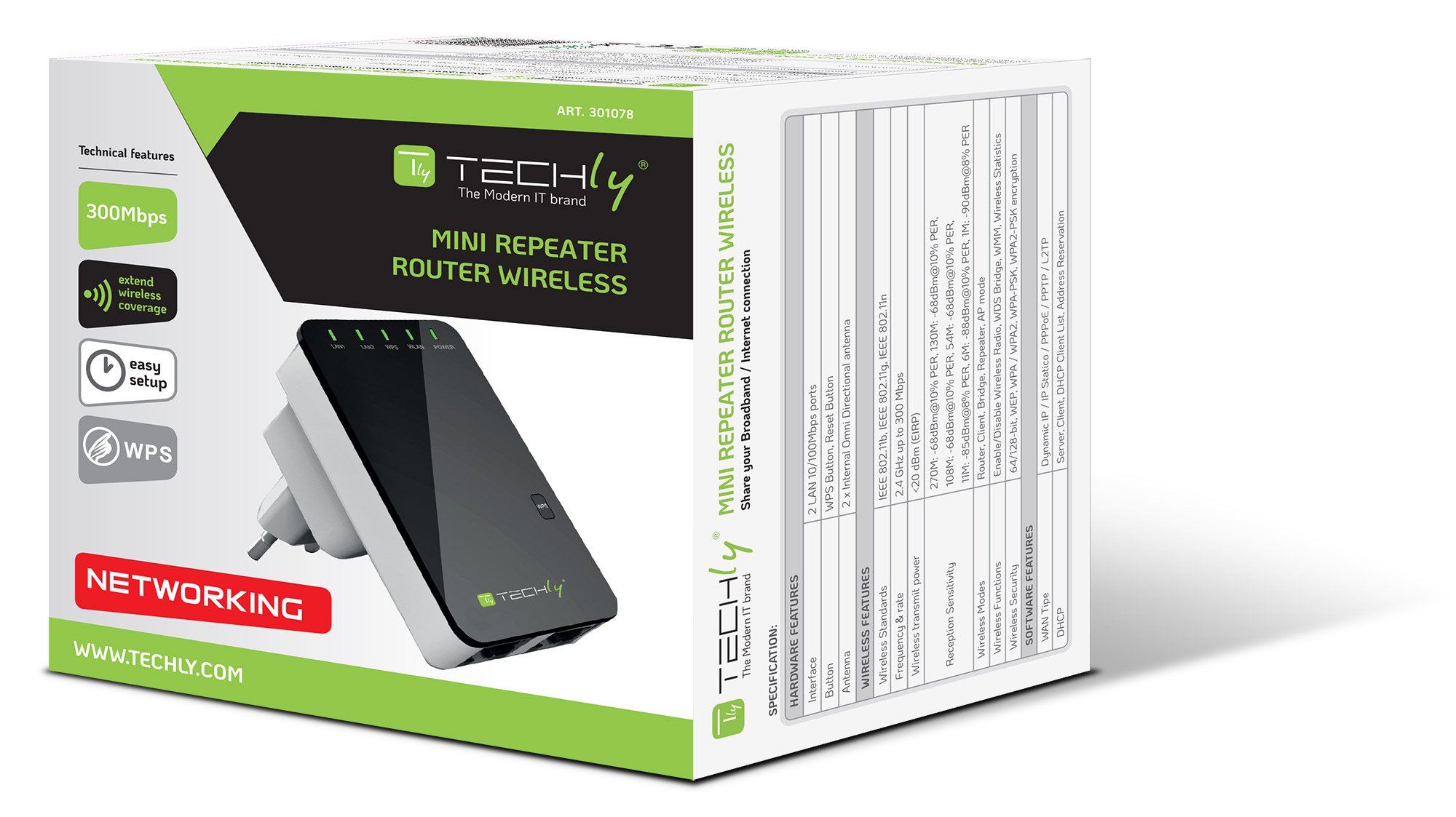 Ripetitore Wireless da Muro 300N: Repeater2 TECHLY - immagine 2