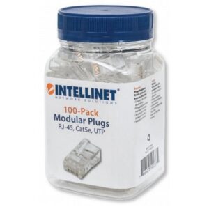 100 Plug RJ45 UTP: Confezione Cat.5E per Cavi Flessibili INTELLINET
