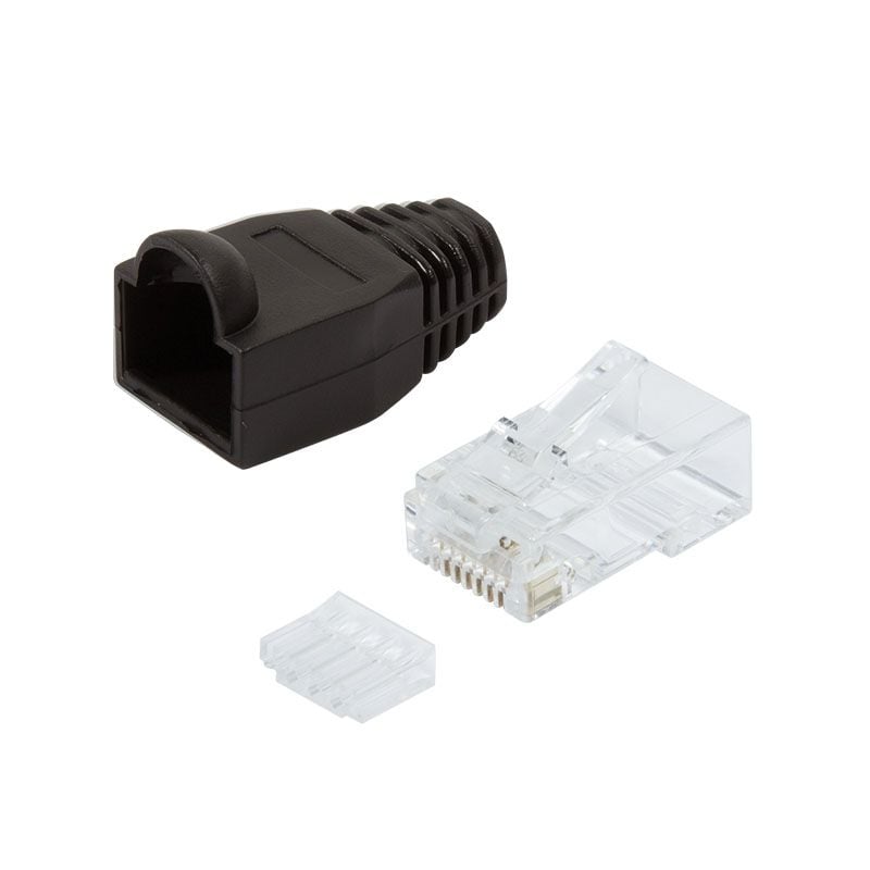 Plug Cat.6 RJ45 e Copriconnettore per Cavo Non Schermato, 100pz Nero LOGILINK