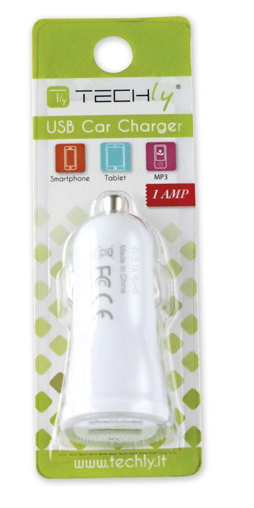 Caricatore da Auto Universale 1 Porta USB con Uscita 5V 1A Bianco TECHLY - immagine 2