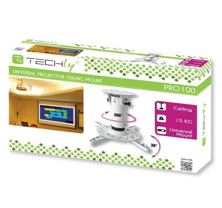 Staffa Universale a Soffitto per Proiettori Bianco TECHLY - immagine 2