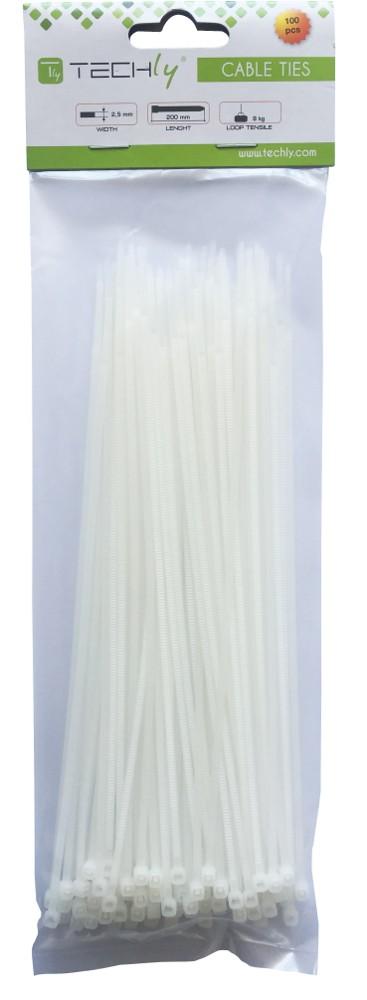 Fascette Fermacavi Autobloccanti 200x2,5mm in Nylon 100pz Bianco TECHLY - immagine 2