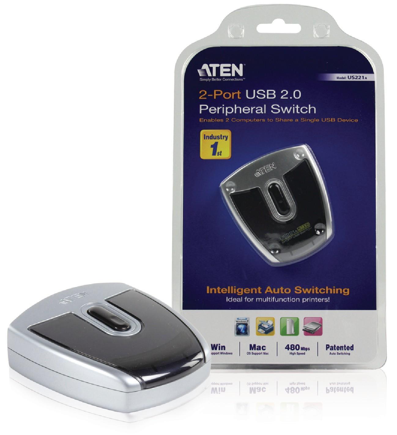 Switch per Periferiche USB a 2 porte, US221A Ricondizionato ATEN - immagine 2