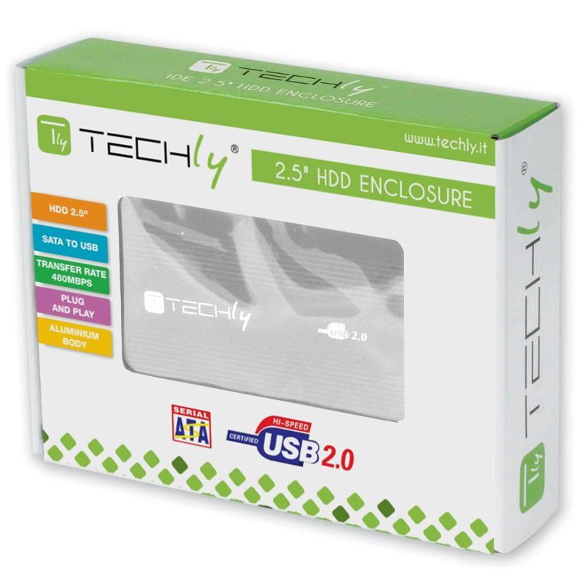 Box HDD Esterno SATA 2.5'' USB 2.0 Grigio TECHLY - immagine 2