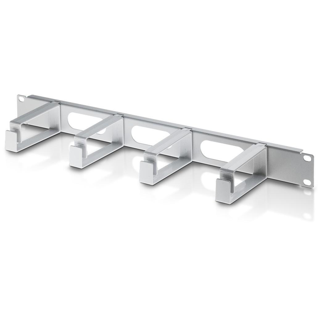 Pannello Passacavi 4 Anelli in Plastica Lunghi 3 Fori 1U Grigio INTELLINET - immagine 2