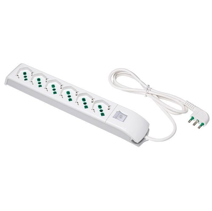 Multipresa 6 Posti Italiana Bipasso / Schuko Bianco FME - immagine 2