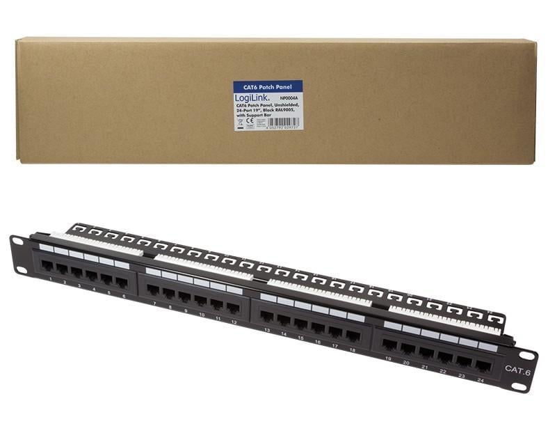 Pannello Patch 24 Posti 1HE Cat.6 UTP Nero LOGILINK - immagine 2
