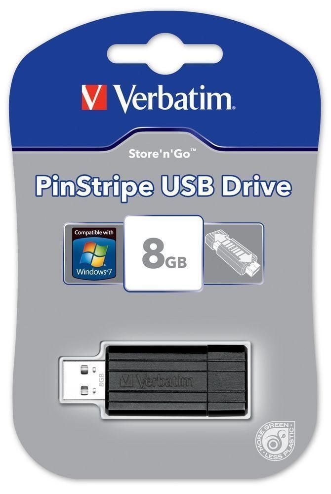 Memoria USB 2.0 PinStripe da 8Gb Colore Nero VERBATIM - immagine 2