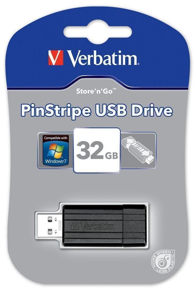 Memoria USB 2.0 PinStripe da 32Gb Colore Nero VERBATIM - immagine 2