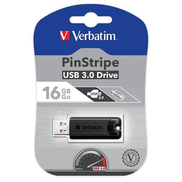 Memoria USB 3.0 PinStripe da 16Gb Colore Nero VERBATIM - immagine 2