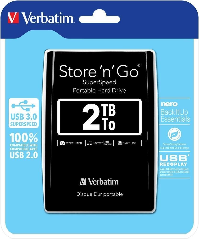 Hard Disk Esterno 2.5'' Store 'n' Go 2TB USB 3.0 Nero VERBATIM - immagine 2
