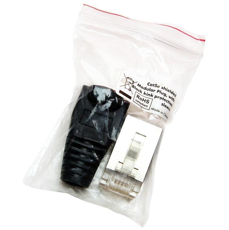 Plug Copriconnettore Cat.5E RJ45 Cavo Schermato 100pz Nero INTELLINET - immagine 2