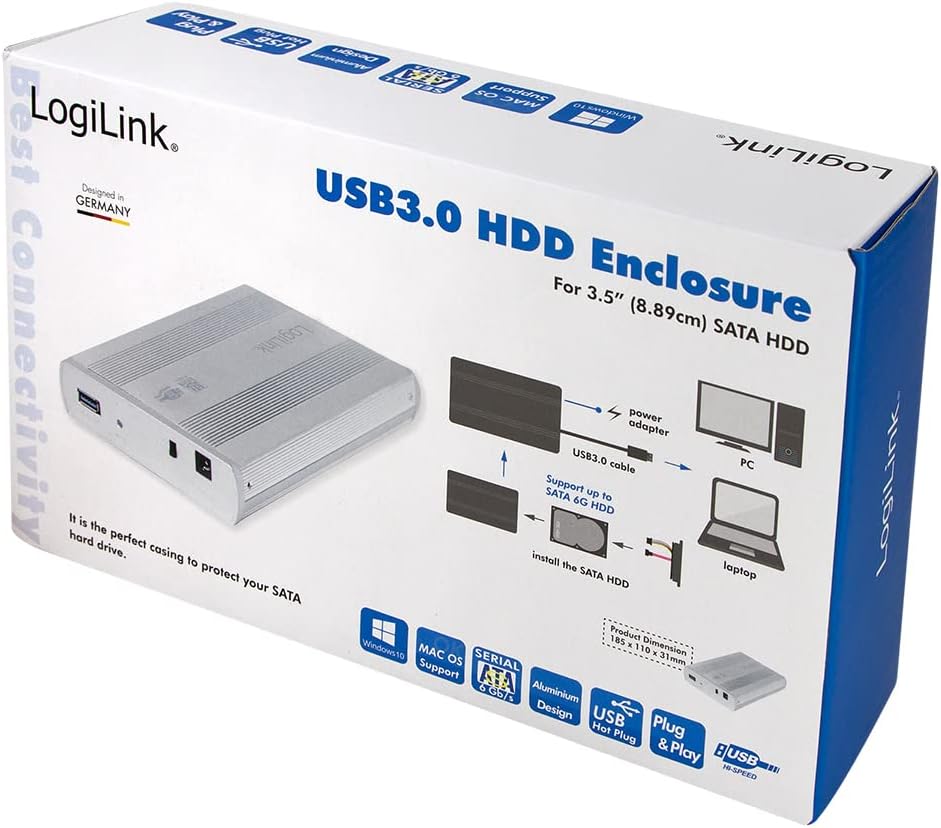 Box HDD Esterno SATA 3.5'' USB3.0 Super Speed Silver LOGILINK - immagine 2