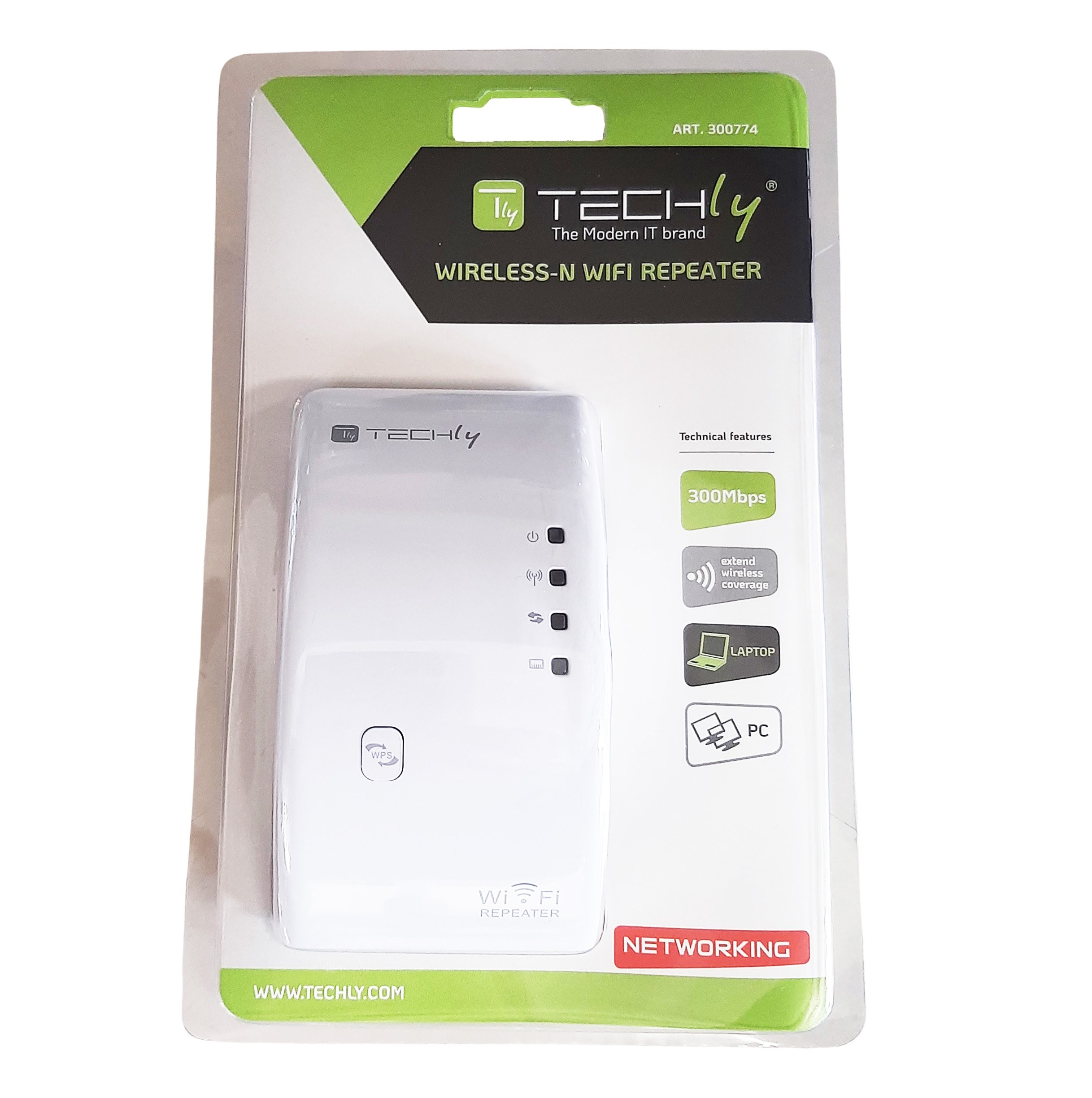 Ripetitore WiFi 300N: potenzia la tua rete con WPS TECHLY - immagine 2