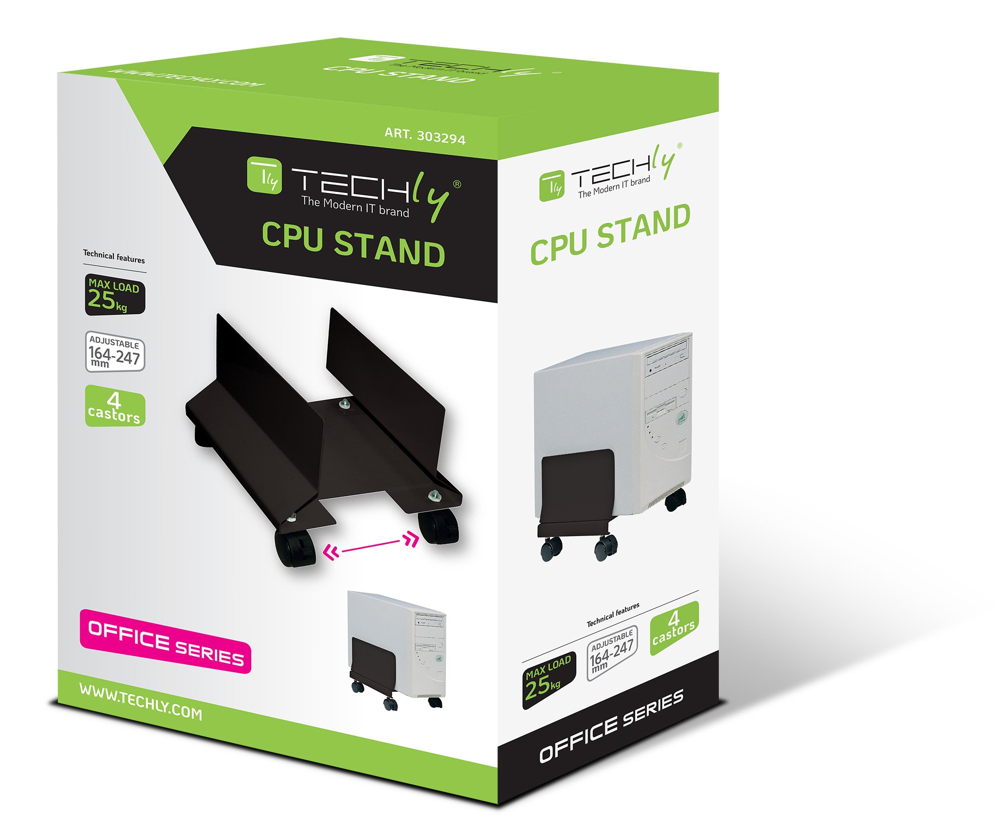 Supporto per PC in Acciaio con Ruote Nero TECHLY - immagine 2