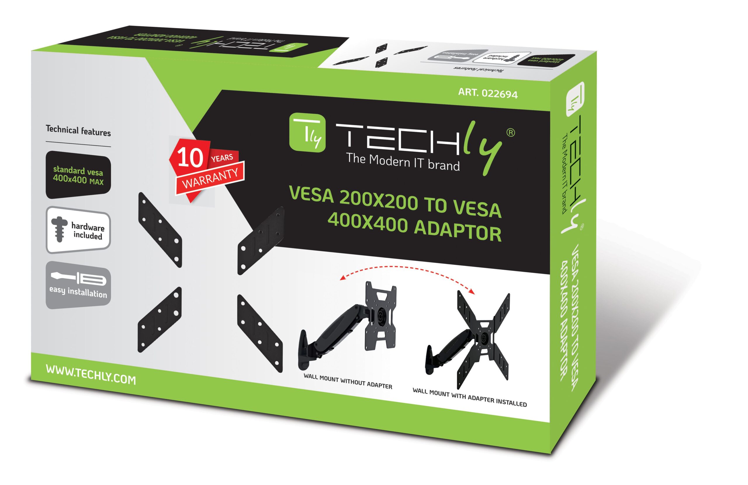Adattatore per Supporto VESA da 200x200 a 400x400 Nero TECHLY - immagine 2
