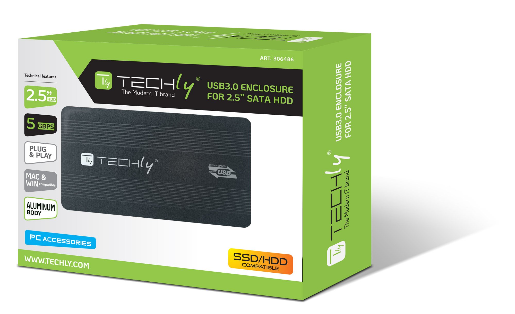 Box esterno per HDD/SSD 2.5'' con USB 3.0 TECHLY - immagine 2