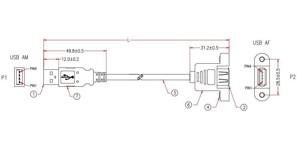 Cavo USB 2.0 M/F Pannello 1m: connessione veloce e affidabile MANHATTAN - immagine 2