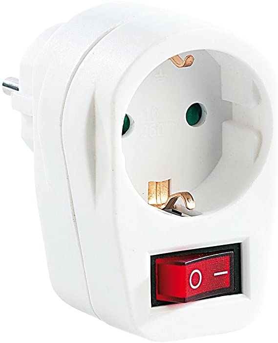 Adattatore con Presa Schuko CEE 7/4 con Interruttore Bianco GOOBAY - immagine 2